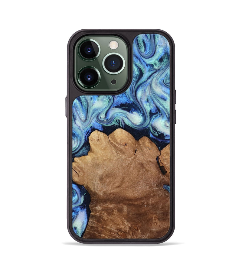 iPhone 13 Pro Wood Phone Case - Darrick (Blue, 817687)