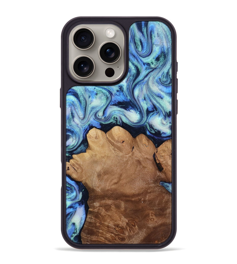 iPhone 16 Pro Max Wood Phone Case - Darrick (Blue, 817687)
