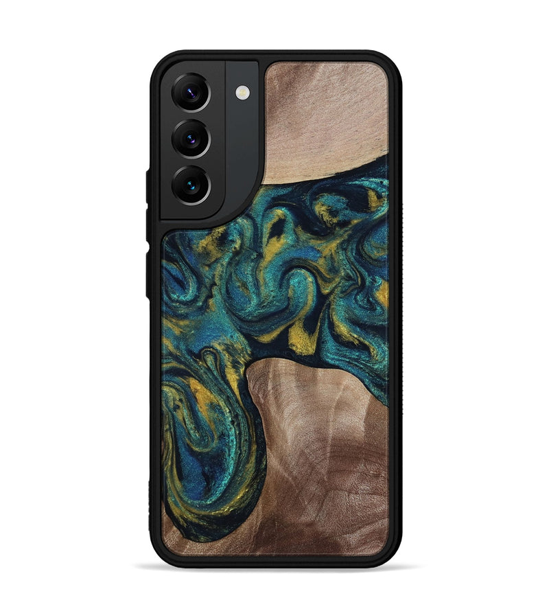 Galaxy S22 Plus Wood Phone Case - Keon (Teal & Gold, 817717)