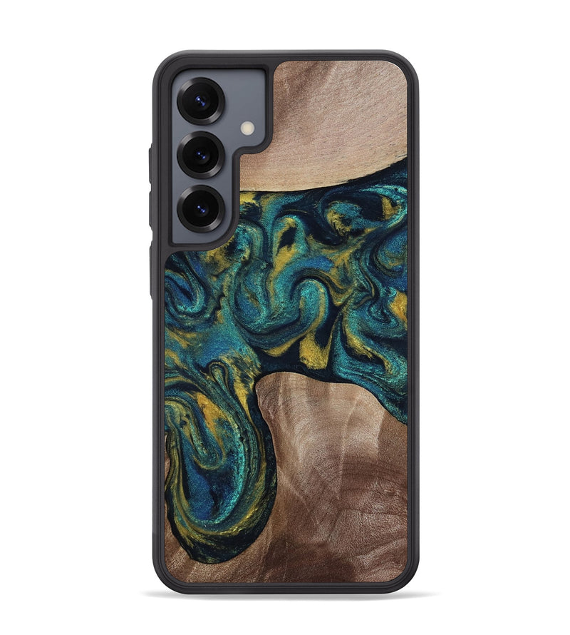 Galaxy S25 Plus Wood Phone Case - Keon (Teal & Gold, 817717)