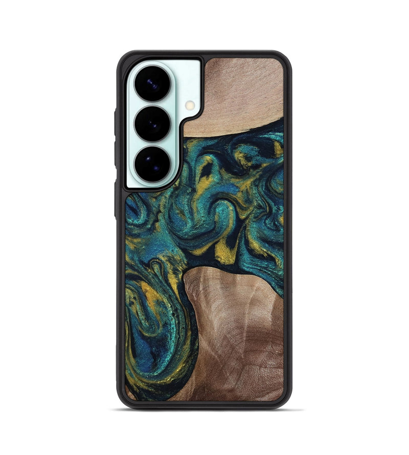 Galaxy S26 Wood Phone Case - Keon (Teal & Gold, 817717)