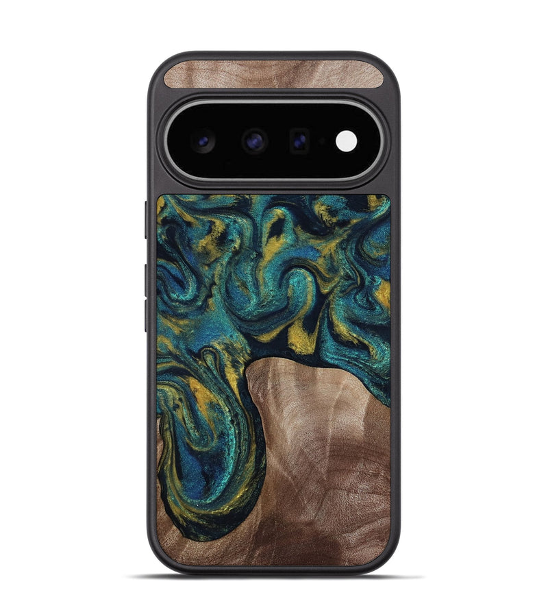 Pixel 11 Wood Phone Case - Keon (Teal & Gold, 817717)
