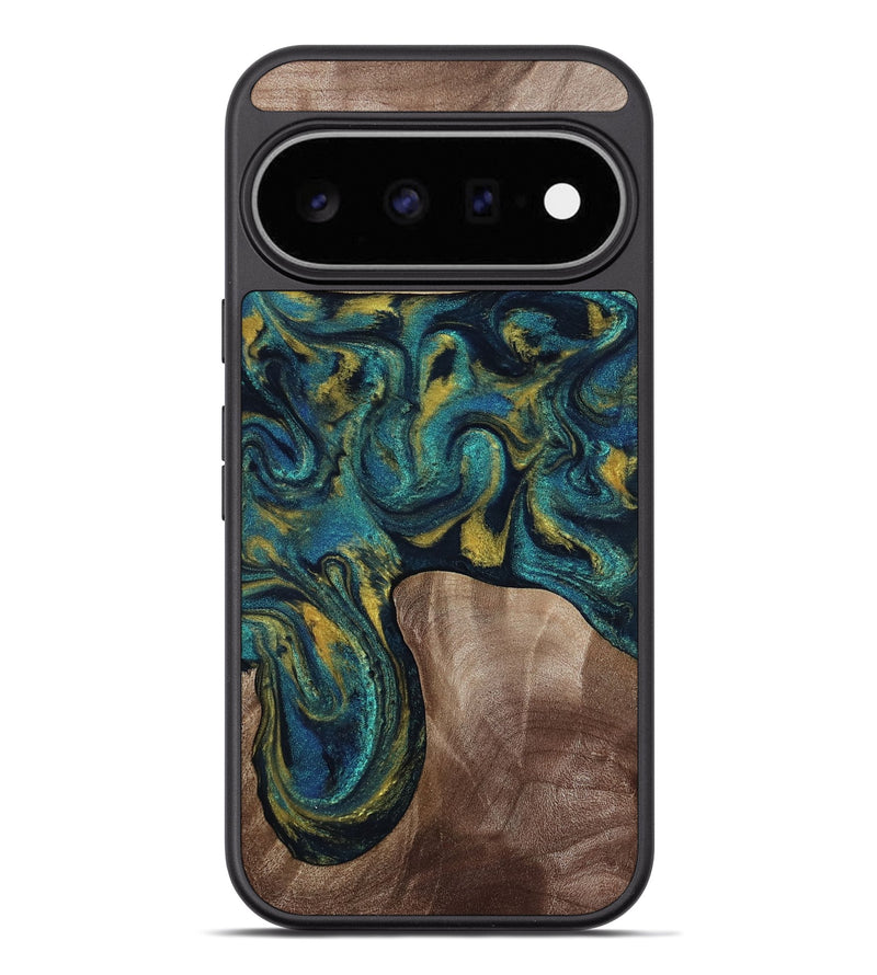Pixel 11 Pro XL Wood Phone Case - Keon (Teal & Gold, 817717)