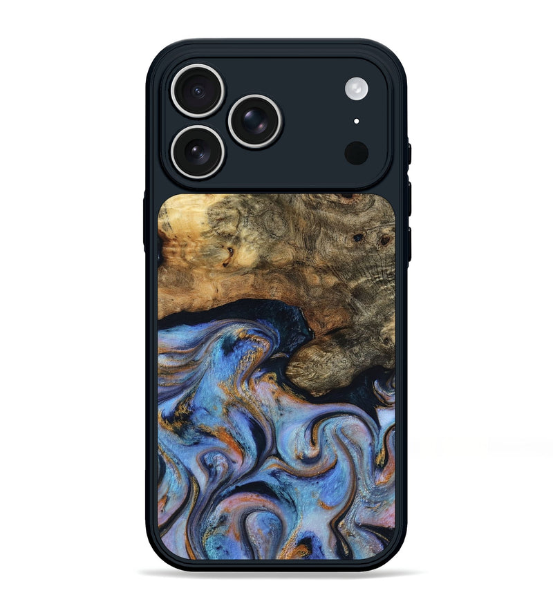 iPhone 17 Pro Max Wood Phone Case - Mylah (Teal & Gold, 817718)
