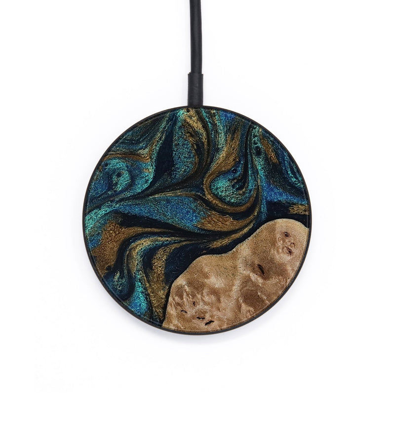 Circle Wood Wireless Charger - Nalani (Teal & Gold, 817720)