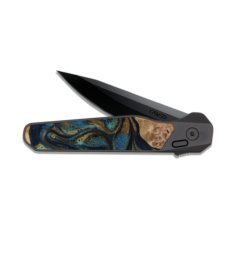 EDC Dark Slate Wood Pocket Knife - Nalani (Teal & Gold, 817720)