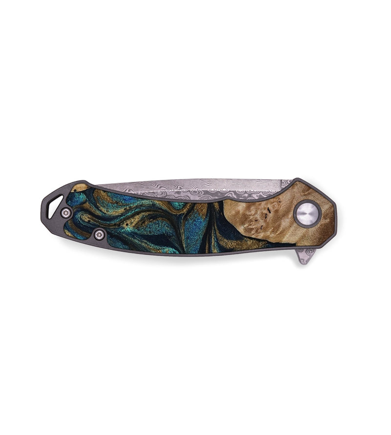 EDC Wood Pocket Knife - Nalani (Teal & Gold, 817720)