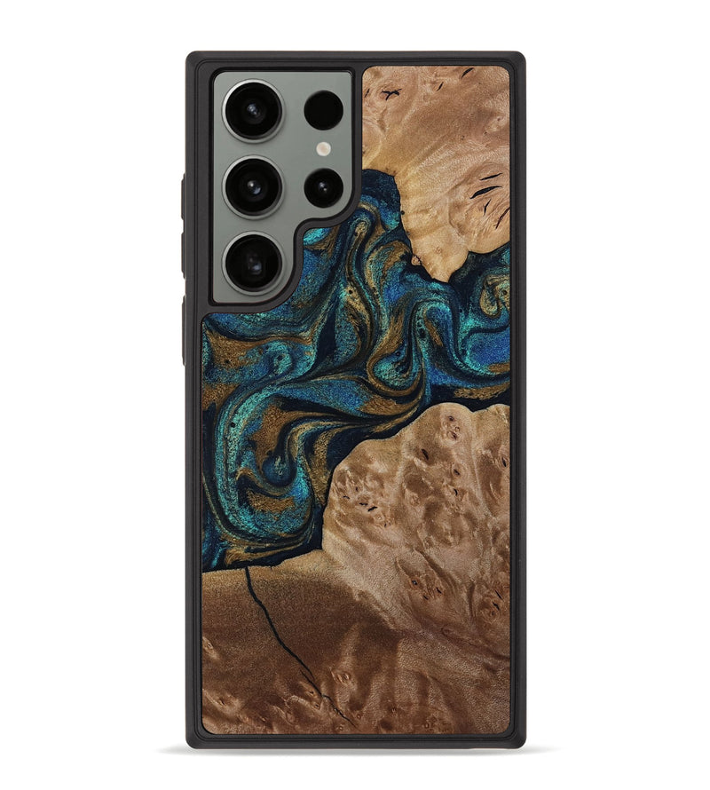 Galaxy S23 Ultra Wood Phone Case - Nalani (Teal & Gold, 817720)