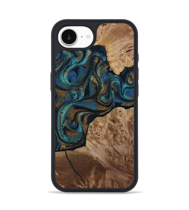 iPhone 16e Wood Phone Case - Nalani (Teal & Gold, 817720)