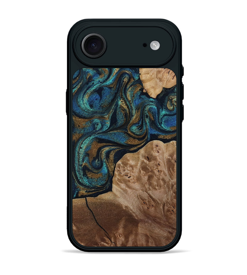 iPhone 17 Air Wood Phone Case - Nalani (Teal & Gold, 817720)