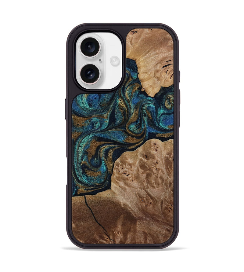 iPhone 17 Wood Phone Case - Nalani (Teal & Gold, 817720)