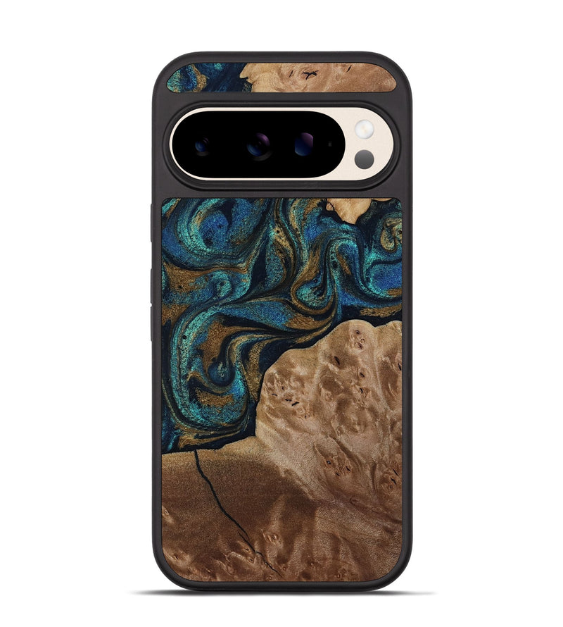 Pixel 10 Pro Wood Phone Case - Nalani (Teal & Gold, 817720)