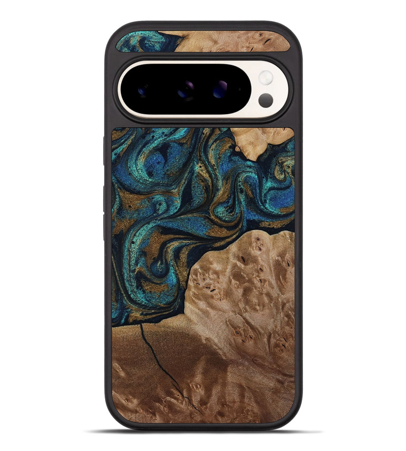 Pixel 10 Pro XL Wood Phone Case - Nalani (Teal & Gold, 817720)