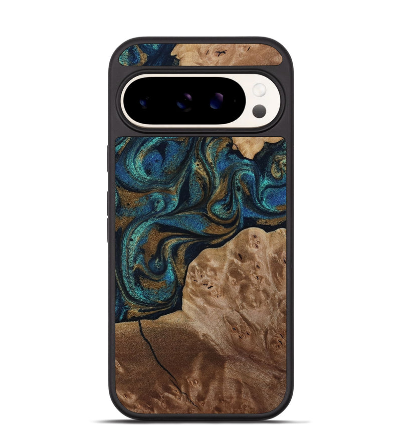 Pixel 9 Pro Wood Phone Case - Nalani (Teal & Gold, 817720)
