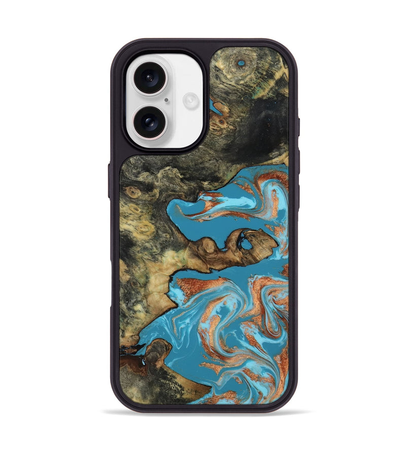 iPhone 17 Wood Phone Case - Luna (Teal & Gold, 817722)