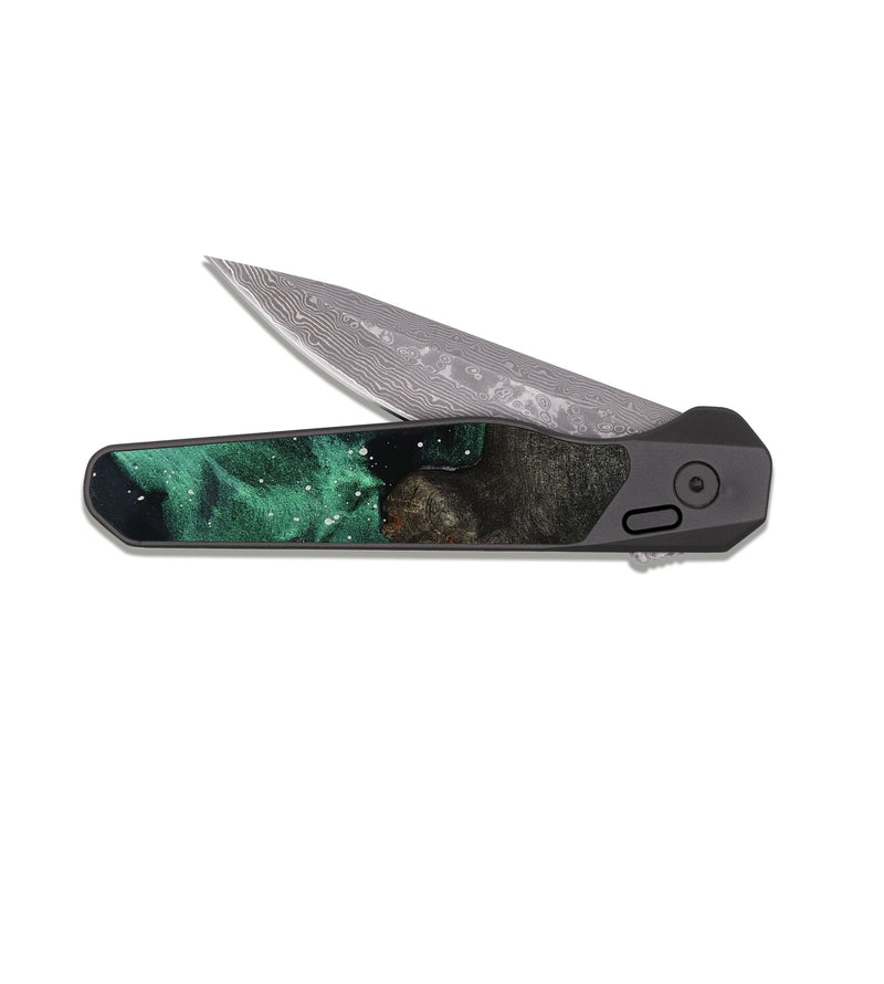EDC Dark Damascus Wood Pocket Knife - Yisroel (Cosmos, 817751)