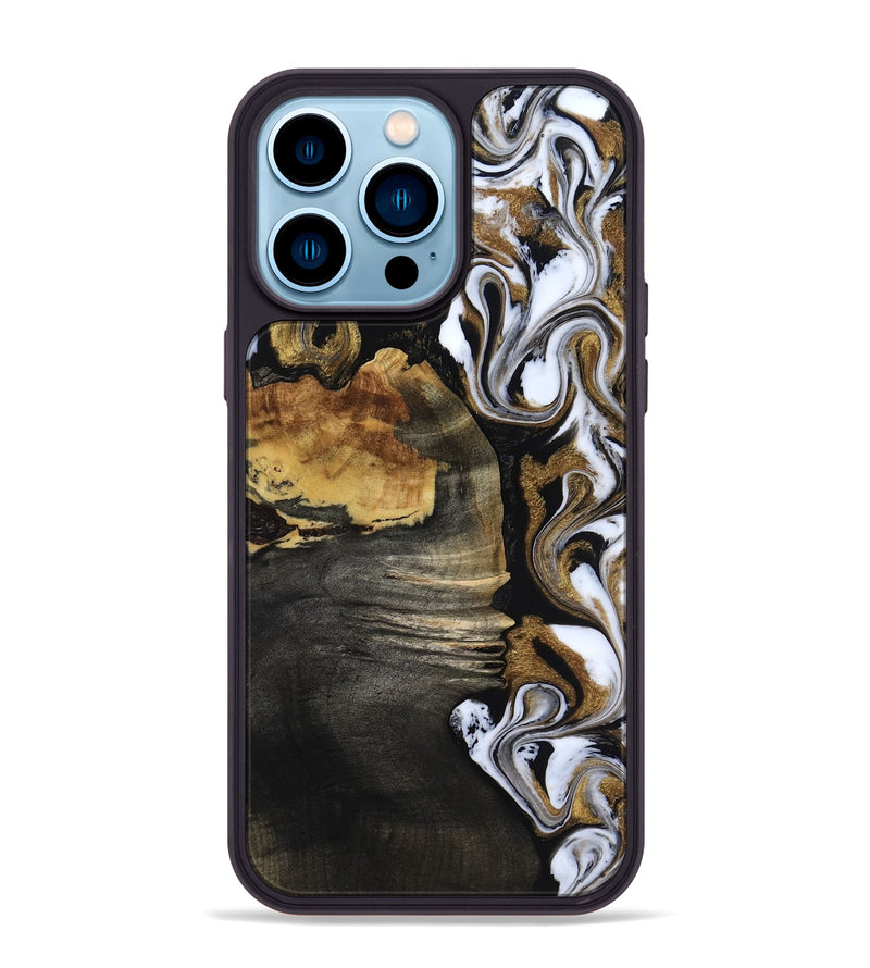 iPhone 14 Pro Max Wood Phone Case - Alden (Black & White, 817782)
