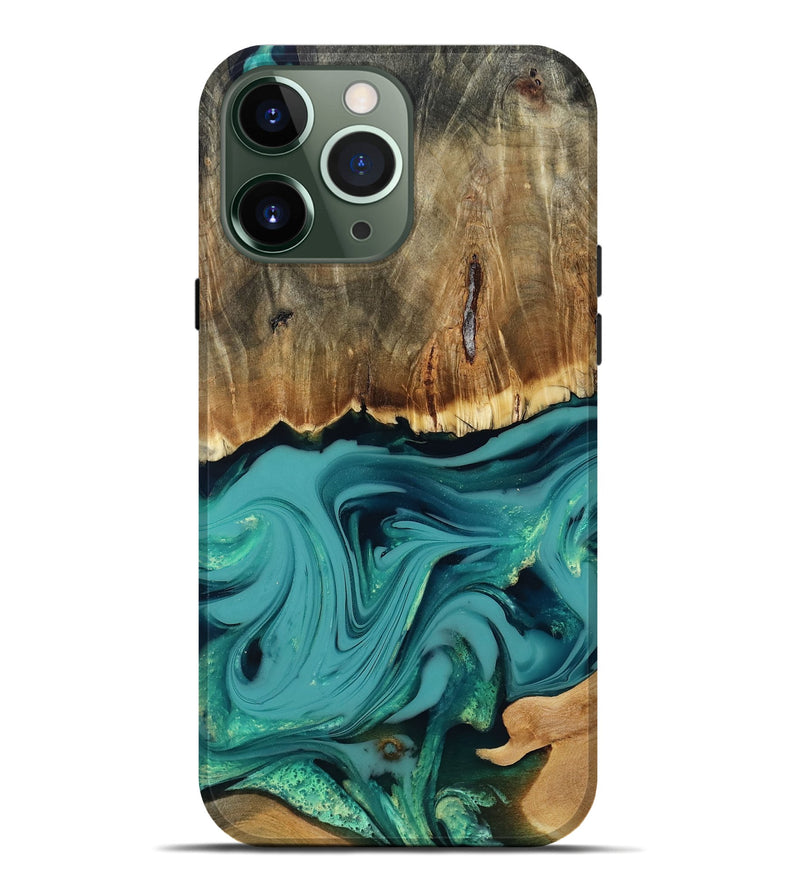 iPhone 13 Pro Max Wood Live Edge Phone Case - Diya (Green, 817825)