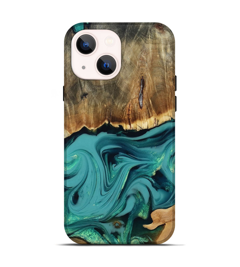 iPhone 14 Wood Live Edge Phone Case - Diya (Green, 817825)