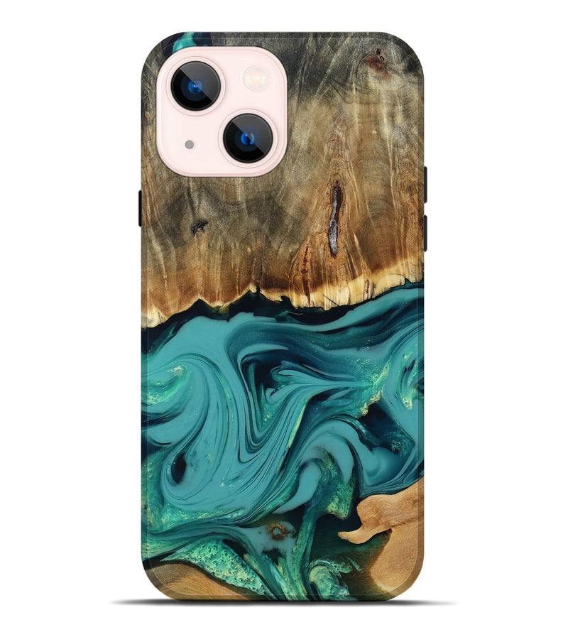 iPhone 14 Plus Wood Live Edge Phone Case - Diya (Green, 817825)