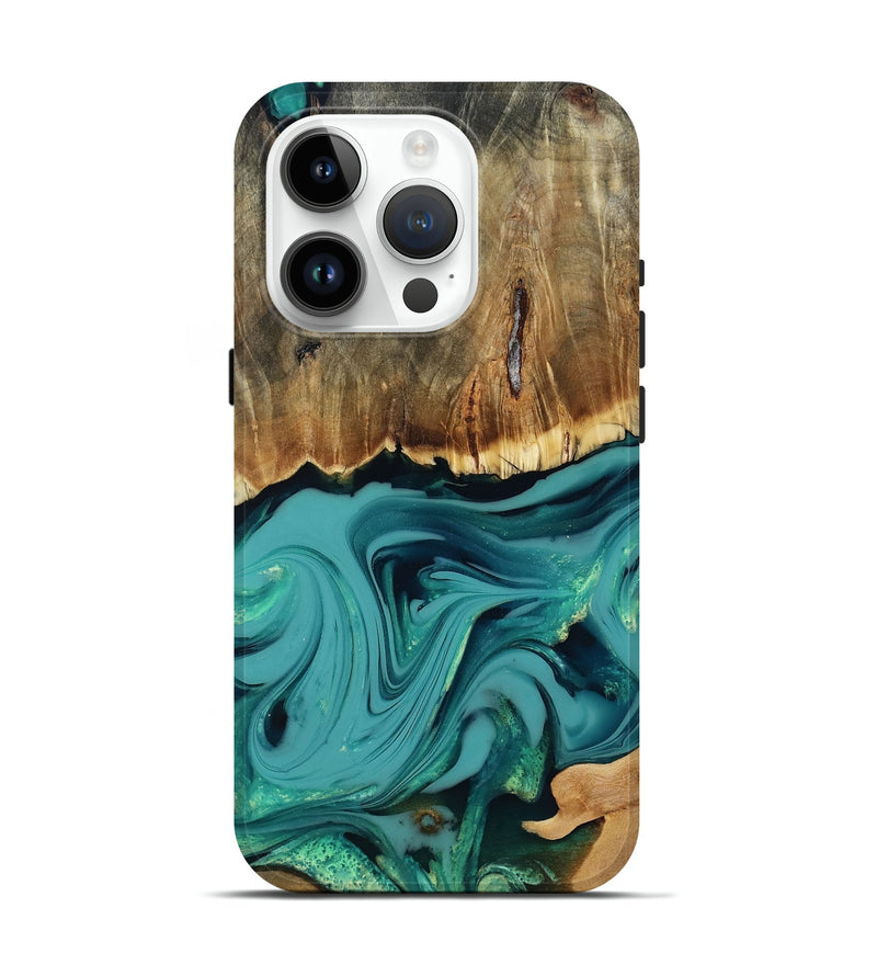 iPhone 15 Pro Wood Live Edge Phone Case - Diya (Green, 817825)