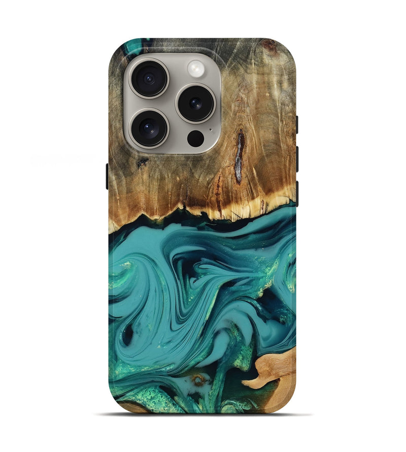 iPhone 16 Pro Wood Live Edge Phone Case - Diya (Green, 817825)