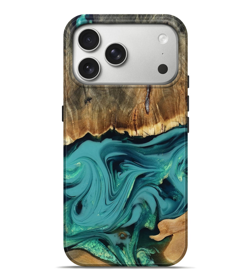 iPhone 17 Pro Max Wood Live Edge Phone Case - Diya (Green, 817825)
