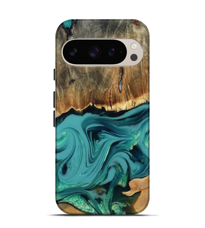 Pixel 9 Wood Live Edge Phone Case - Diya (Green, 817825)