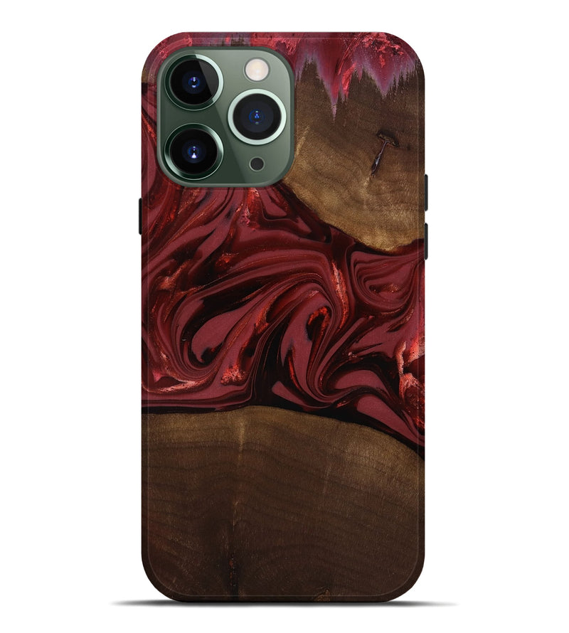 iPhone 13 Pro Max Wood Live Edge Phone Case - Roberta (Red, 817826)