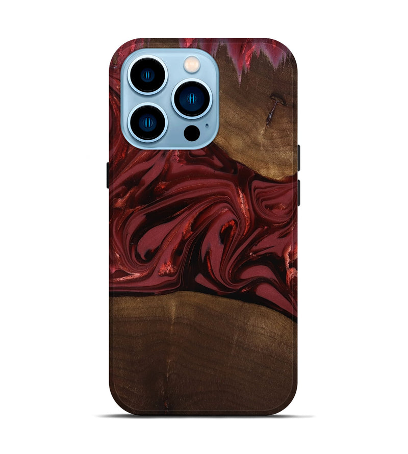 iPhone 14 Pro Wood Live Edge Phone Case - Roberta (Red, 817826)