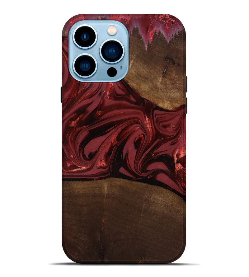 iPhone 14 Pro Max Wood Live Edge Phone Case - Roberta (Red, 817826)