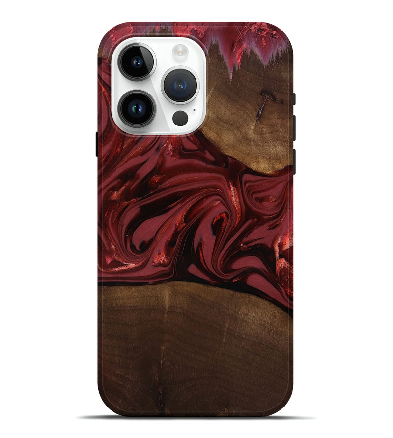 iPhone 15 Pro Max Wood Live Edge Phone Case - Roberta (Red, 817826)