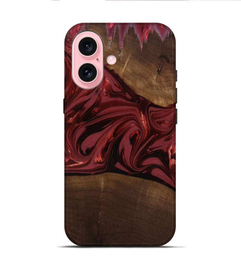 iPhone 16 Wood Live Edge Phone Case - Roberta (Red, 817826)
