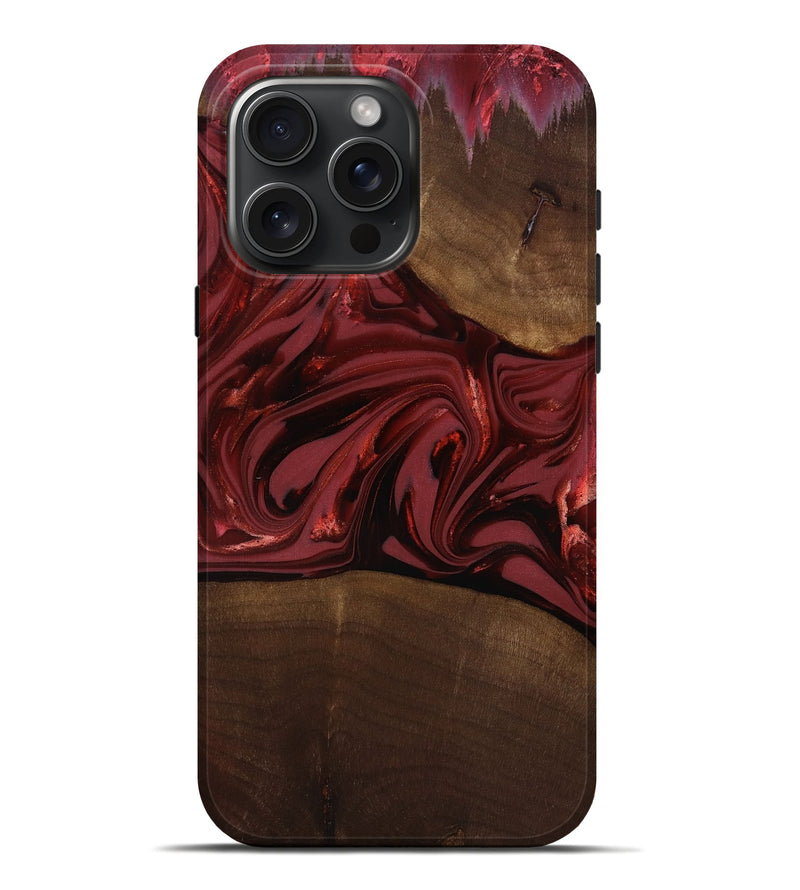 iPhone 16 Pro Max Wood Live Edge Phone Case - Roberta (Red, 817826)