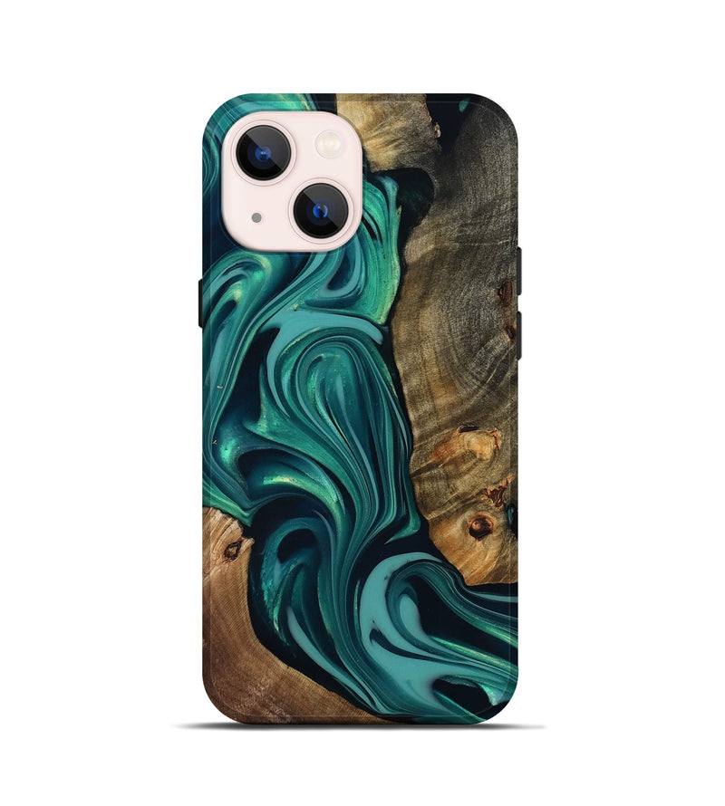 iPhone 13 mini Wood Live Edge Phone Case - Adonis (Green, 817829)