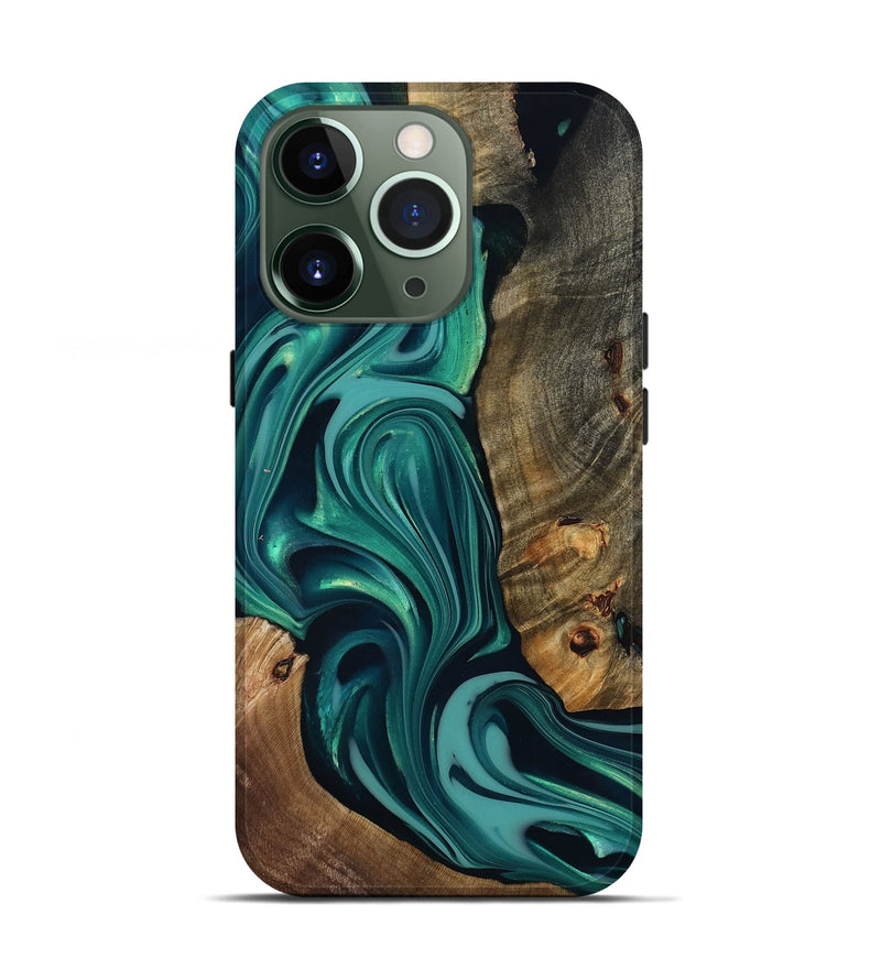 iPhone 13 Pro Wood Live Edge Phone Case - Adonis (Green, 817829)