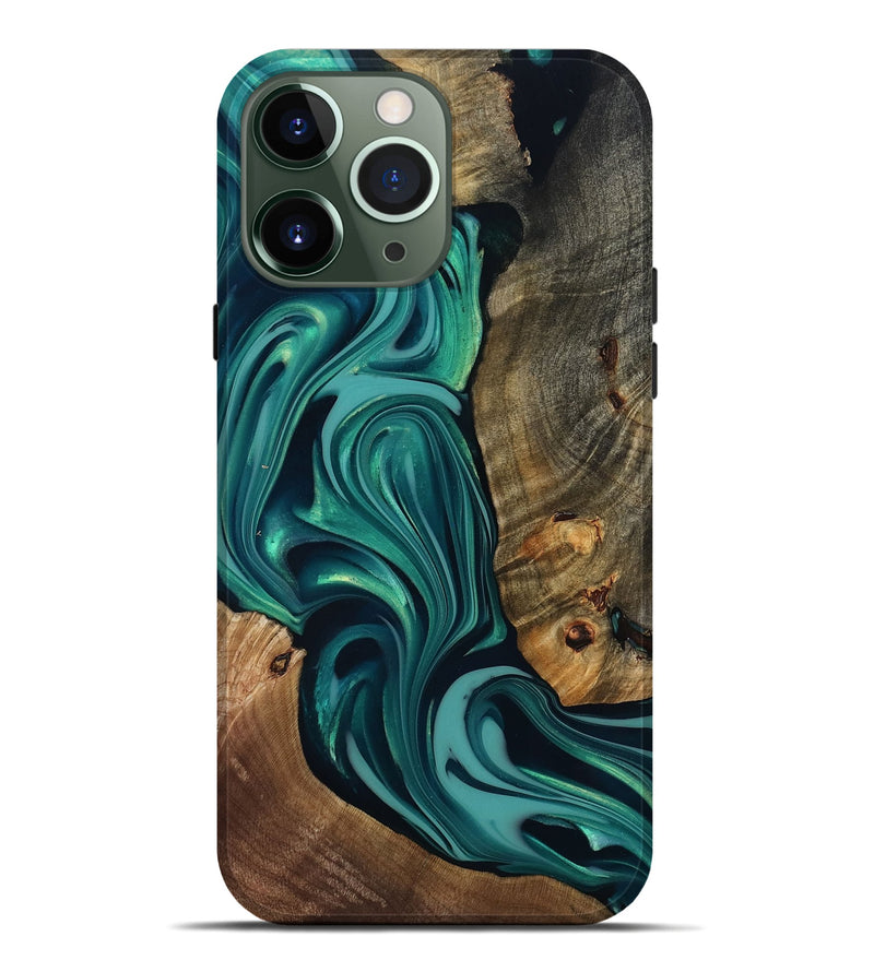 iPhone 13 Pro Max Wood Live Edge Phone Case - Adonis (Green, 817829)