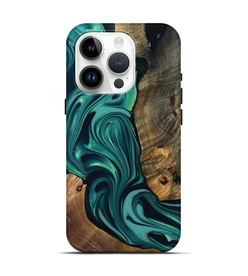 iPhone 15 Pro Wood Live Edge Phone Case - Adonis (Green, 817829)