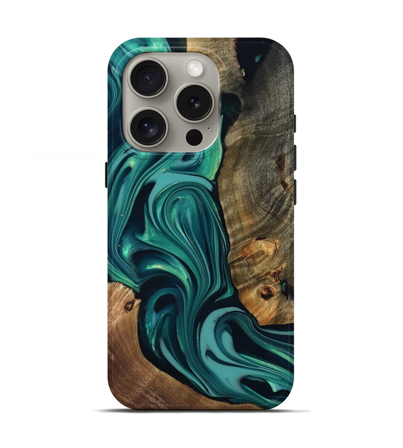 iPhone 16 Pro Wood Live Edge Phone Case - Adonis (Green, 817829)