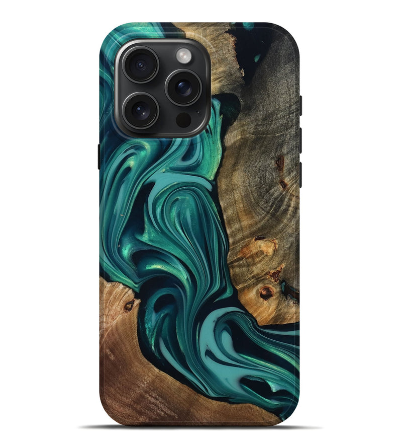iPhone 16 Pro Max Wood Live Edge Phone Case - Adonis (Green, 817829)