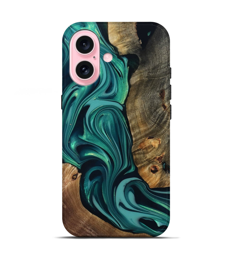 iPhone 17 Wood Live Edge Phone Case - Adonis (Green, 817829)