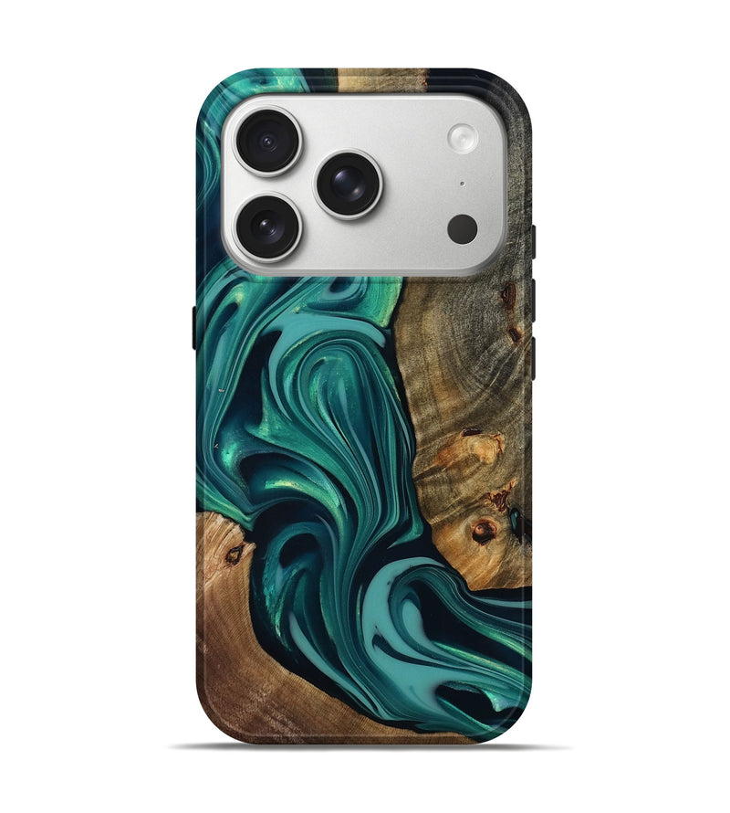 iPhone 17 Pro Wood Live Edge Phone Case - Adonis (Green, 817829)