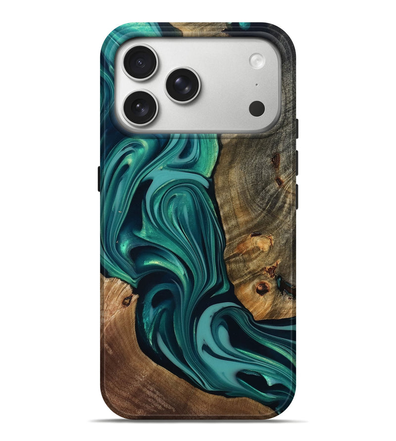 iPhone 17 Pro Max Wood Live Edge Phone Case - Adonis (Green, 817829)