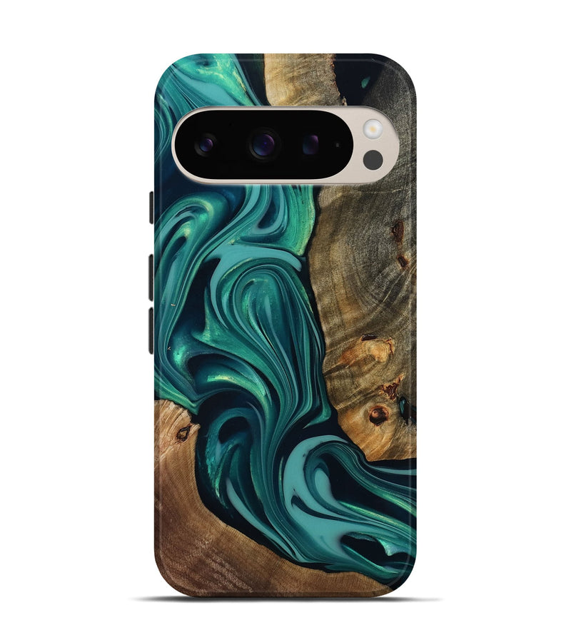 Pixel 9 Pro Wood Live Edge Phone Case - Adonis (Green, 817829)