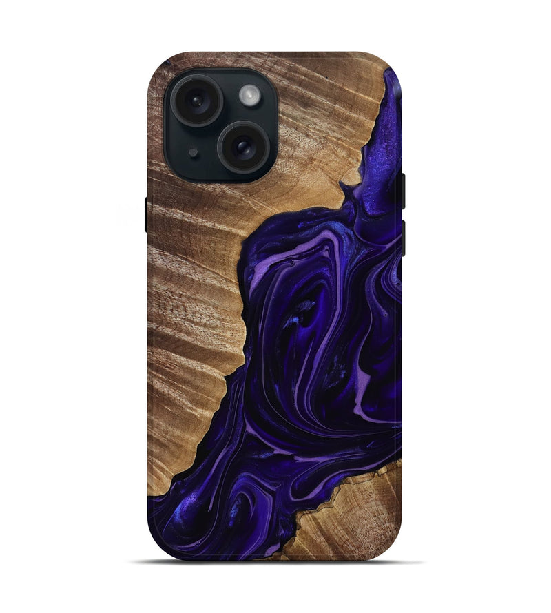 iPhone 15 Wood Live Edge Phone Case - Milana (Purple, 817831)