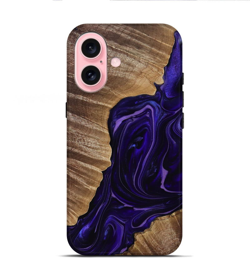 iPhone 16 Wood Live Edge Phone Case - Milana (Purple, 817831)