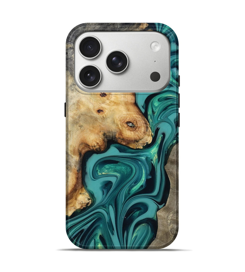 iPhone 17 Pro Wood Live Edge Phone Case - Connie (Green, 817833)