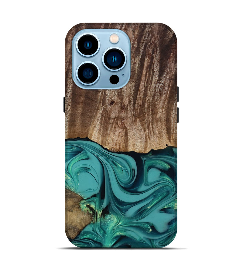 iPhone 14 Pro Wood Live Edge Phone Case - Braxton (Green, 817837)