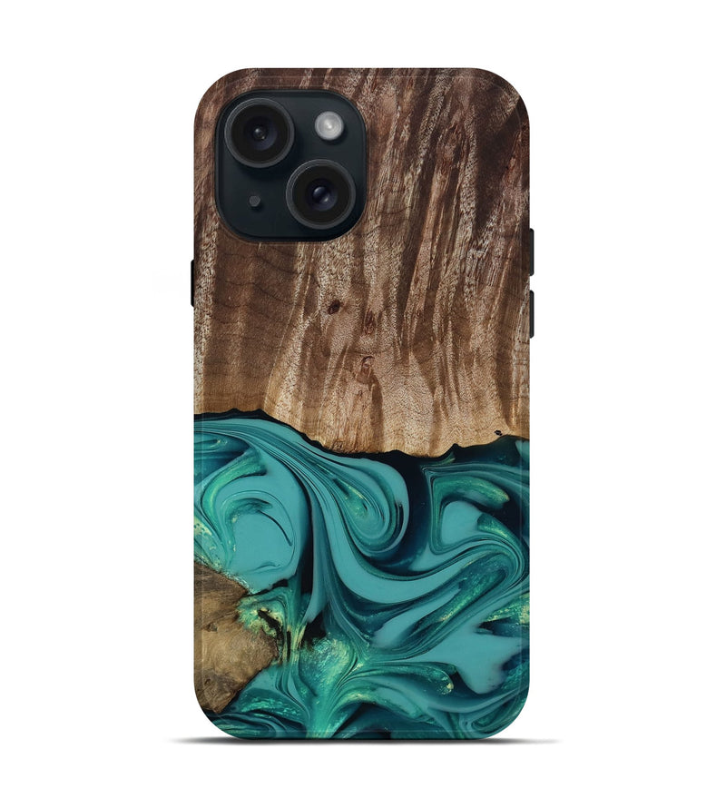 iPhone 15 Wood Live Edge Phone Case - Braxton (Green, 817837)