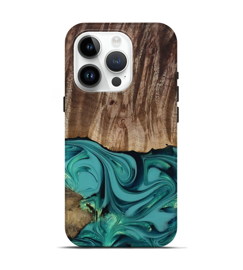 iPhone 15 Pro Wood Live Edge Phone Case - Braxton (Green, 817837)